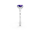 White gold Heart Cut Tanzanite Solitaire Ring with Flower Prong Setting and Classic Band_29