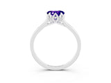 White gold Heart Cut Tanzanite Solitaire Ring with Flower Prong Setting and Classic Band_42