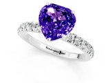 White gold Heart Cut Tanzanite Solitaire Ring with Pavé Accents and Four-Prong Setting_1