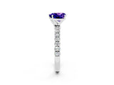 White gold Heart Cut Tanzanite Solitaire Ring with Pavé Accents and Four-Prong Setting_2