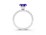 White gold Heart Cut Tanzanite Solitaire Ring with Pavé Accents and Four-Prong Setting_3