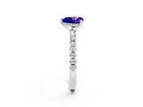 White gold Heart Cut Tanzanite Solitaire Ring with Pavé Band and Four-Prong Setting_14