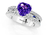 White gold Heart Cut Tanzanite Solitaire Ring with Pavé and Channel Set Band_1