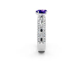 White gold Heart Cut Tanzanite Solitaire Ring with Pavé and Channel Set Band_2