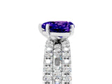 White gold Heart Cut Tanzanite Solitaire Ring with Pavé and Channel Set Band_5