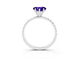White gold Heart Cut Tanzanite Solitaire Ring with Pave Band and Four Prong Setting_27