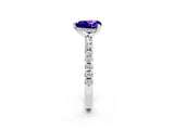 White gold Heart Cut Tanzanite Solitaire Ring with Round  Pavé Band and Four-Prong Setting_50