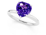 White gold Heart Cut Tanzanite Solitaire Ring with Thin Band and Four-Prong Setting_1