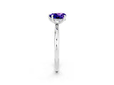 White gold Heart Cut Tanzanite Solitaire Ring with Thin Band and Four-Prong Setting_2