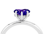 White gold Heart Cut Tanzanite Solitaire Ring with Thin Band and Four-Prong Setting_4