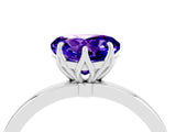 White gold Heart Cut Tanzanite Solitaire Ring with Thin Band and Prong Setting_16