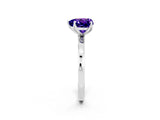 White gold Heart Cut Tanzanite Solitaire Ring with Thin Band and Prong Setting_38