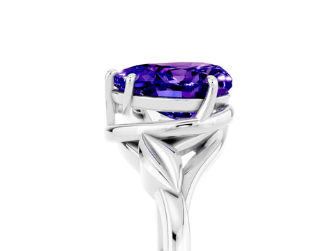 White gold Heart Cut Tanzanite Solitaire Ring with Twist Band and Four-Prong Setting_41