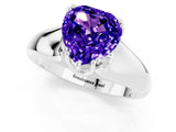 White gold Heart Cut Tanzanite Solitaire Ring with Wide Band and Prong Setting_1