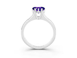 White gold Heart Cut Tanzanite Solitaire Ring with Wide Band and Prong Setting_3