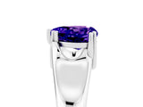White gold Heart Cut Tanzanite Solitaire Ring with Wide Band and Prong Setting_5