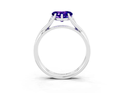 White gold Heart Cut Tanzanite Solitaire Twist Band Prong Setting Ring_39