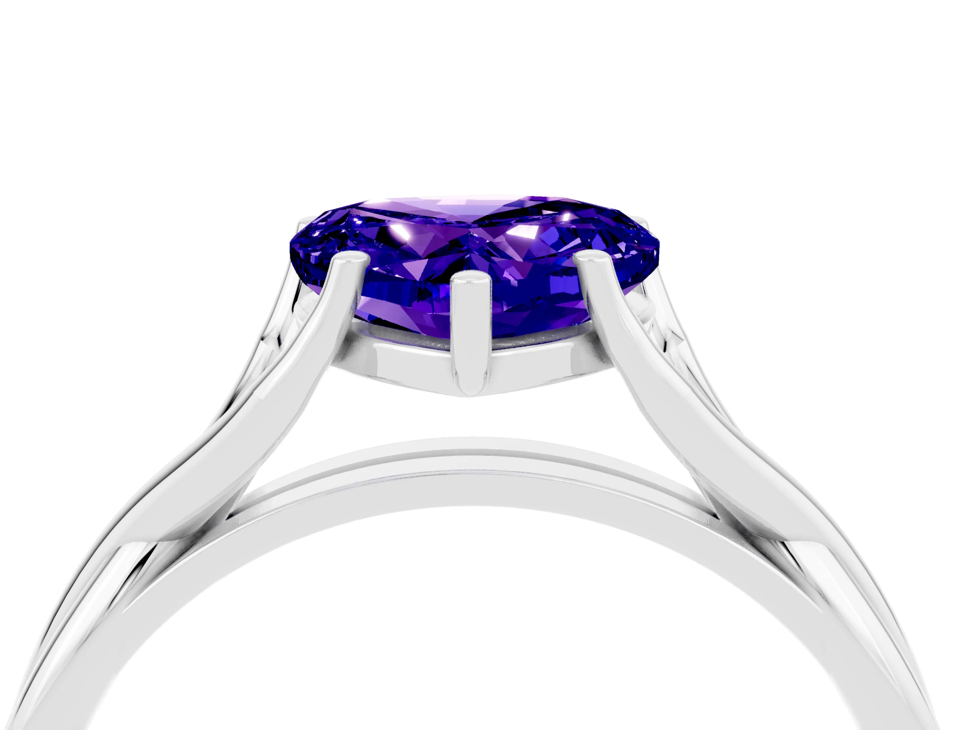 White gold Heart Cut Tanzanite Solitaire Twist Band Prong Setting Ring_40