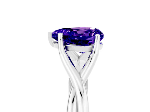 White gold Heart Cut Tanzanite Solitaire Twist Band Prong Setting Ring_41