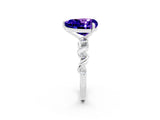 White gold Heart Cut Tanzanite Solitaire Twisted Band with Round  Accents and Prong Setting_14
