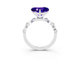 White gold Heart Cut Tanzanite Solitaire Twisted Band with Round  Accents and Prong Setting_15
