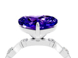 White gold Heart Cut Tanzanite Solitaire Twisted Band with Round  Accents and Prong Setting_16