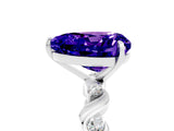 White gold Heart Cut Tanzanite Solitaire Twisted Band with Round  Accents and Prong Setting_17