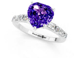 White gold Heart Cut Tanzanite Solitaire with Side Baguettes and Channel Set Band_1