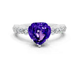 White gold Heart Cut Tanzanite Solitaire with Side Stones, Pave Band, Four-Prong Setting_36