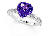 White gold Heart Cut Tanzanite Solitaire with Side Stones, Pave Band, Four-Prong Setting_37