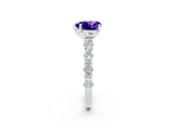 White gold Heart Cut Tanzanite Solitaire with Side Stones, Pave Band, Four-Prong Setting_38