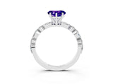 White gold Heart Cut Tanzanite Solitaire with Side Stones on a Pavé Band and Four-Prong Setting_3