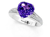 White gold Heart Cut Tanzanite Split Shank Engagement Ring with Pavé Band_1
