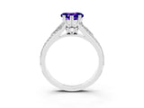 White gold Heart Cut Tanzanite Split Shank Engagement Ring with Pavé Band_3