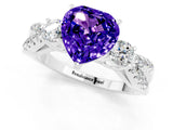 White gold Heart Cut Tanzanite Three-Stone Ring with Pavé Split Shank and Four-Prong Setting_1