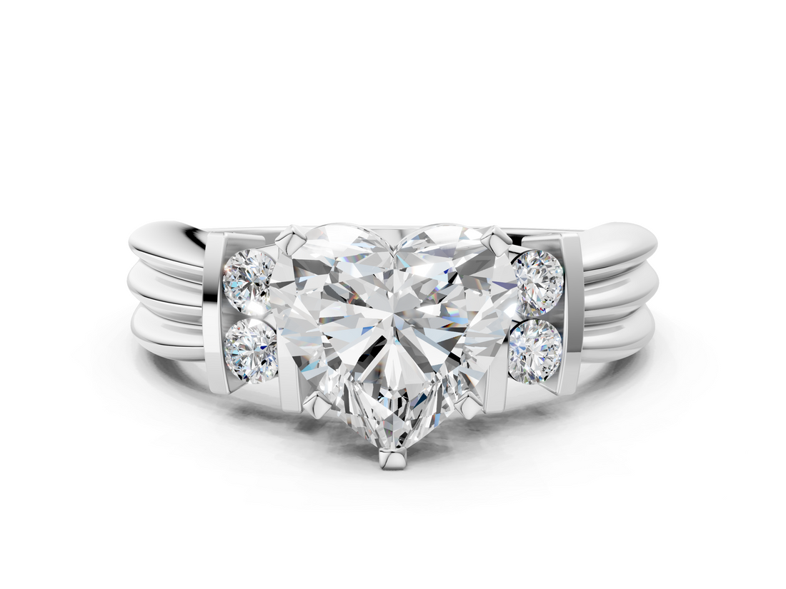 White gold Heart Cut Three-Stone Channel Set Ring with Bar Prongs_84