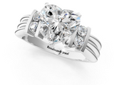White gold Heart Cut Three-Stone Channel Set Ring with Bar Prongs_89