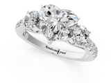 White gold Heart Cut Three-Stone Diamond Pave Band with Prong Setting_103