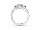 White gold Heart Cut Three-Stone Diamond Pave Band with Prong Setting_105