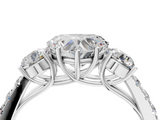 White gold Heart Cut Three-Stone Diamond Pave Band with Prong Setting_109