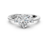 White gold Heart Cut Three-Stone Solitaire Ring with Round Accent Diamonds and Four-Prong Setting_50