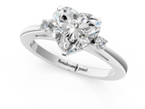 White gold Heart Cut Three-Stone Solitaire Ring with Round Accent Diamonds and Four-Prong Setting_59
