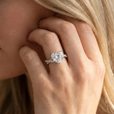 White gold Heart Cut Twist Band Solitaire Diamond Ring with Pavé Setting_14