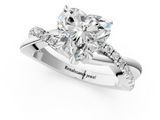 White gold Heart Cut Twist Band Solitaire Diamond Ring with Pavé Setting_39