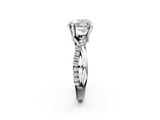 White gold Heart Cut Twist Band Solitaire Diamond Ring with Pavé Setting_40
