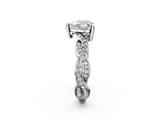 White gold Heart Cut Twisted Pavé Band Solitaire Ring with Four-Prong Setting_106