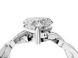White gold Heart Cut Twisted Pavé Band Solitaire Ring with Four-Prong Setting_108