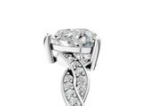 White gold Heart Cut Twisted Pavé Band Solitaire Ring with Four-Prong Setting_109