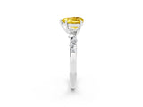 White gold Heart Cut Yellow Sapphire Cluster Side Stone Solitaire Ring with Prong Setting_74