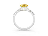 White gold Heart Cut Yellow Sapphire Cluster Side Stone Solitaire Ring with Prong Setting_75